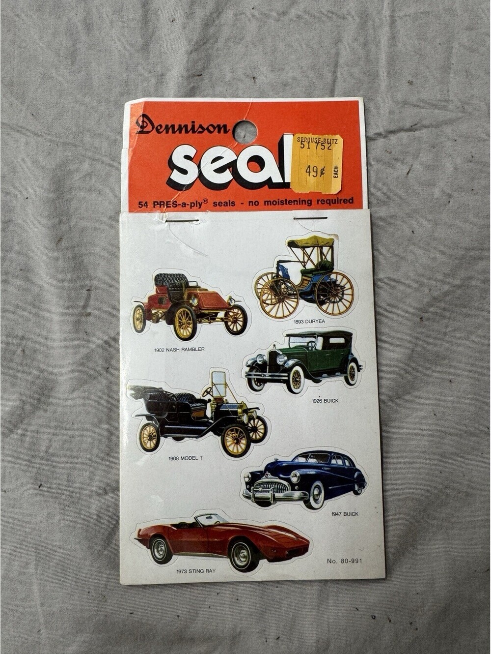 VTG NOS Dennison Old Fashioned Car Stickers sheets nash Rambler Model T Buick